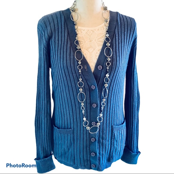 Rosanna Sweaters - Rosanna Blue Button Down Cardigan.